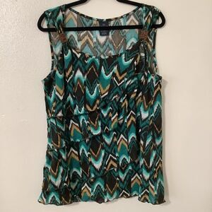 Y2K Style Ruffle Boho Whimsical Hippie Bohemian Bead Detail Sleeveless Top 2X